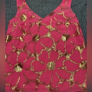 Lilly pulitzer NWOT size XXS sleeveless coral and gold top